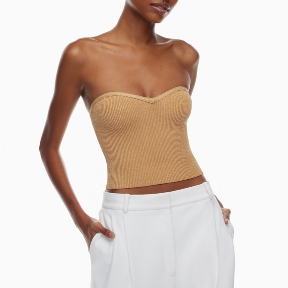 Aritzia/BABATON Sculpt Knit Ribbed Sweetheart Tube Top Strapless Size S - Picture 1 of 7
